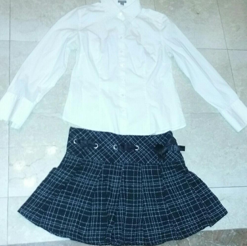 Ann Taylor Women' White Dress shirt & Skirt
